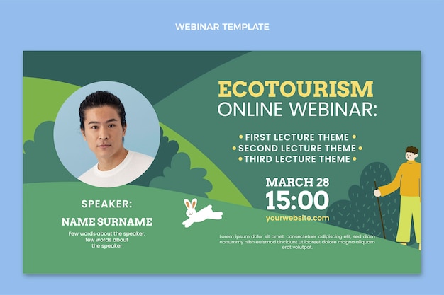 Vettore gratuito modello di webinar di ecoturismo disegnato a mano