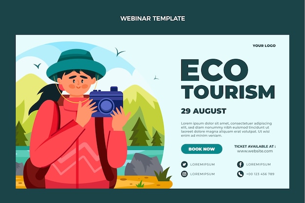 Modello di webinar di ecoturismo disegnato a mano