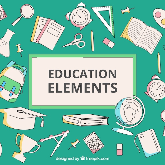 Hand drawn education elements background