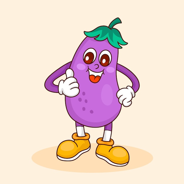 Free vector hand drawn eggplant cartoon illustration