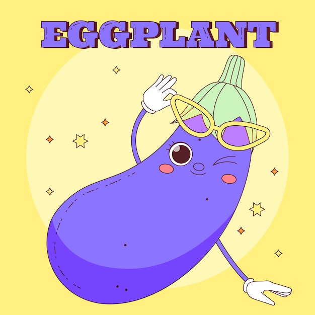 Free vector hand drawn eggplant cartoon illustration