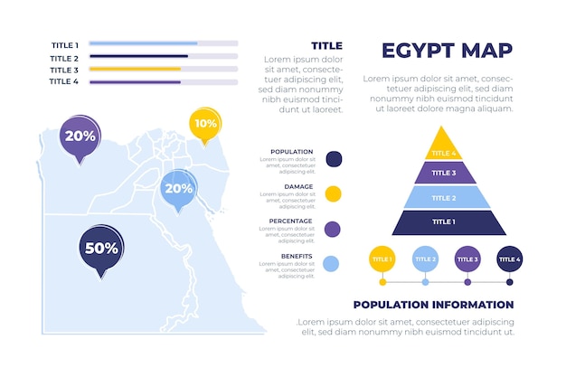 Disegnata a mano egitto mappa infografica