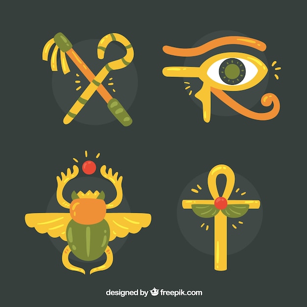 Free vector hand drawn egypt symbols and gods collection