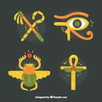 Free vector hand drawn egypt symbols and gods collection