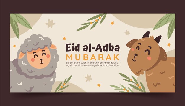 Hand drawn eid al-adha animals banner