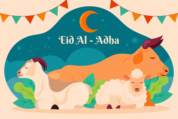 손으로 그린 eid al-adha 배경