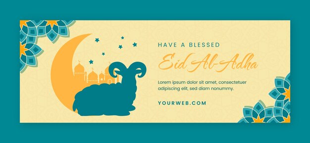 hand drawn eid al-adha facebook cover template