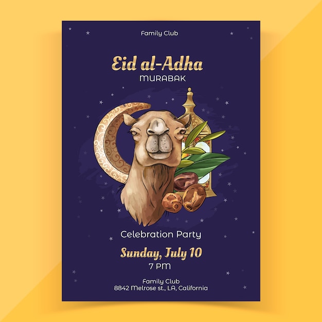 Hand drawn eid al-adha poster