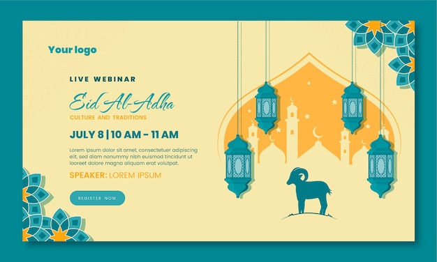 Hand drawn eid al-adha webinar template