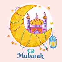 Free vector hand drawn eid al-fitr - eid mubarak illustration