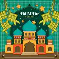 Free vector hand drawn eid al-fitr - hari raya aidilfitri illustration