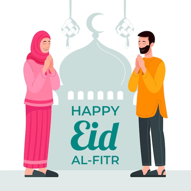 Vettore gratuito illustrazione disegnata a mano di eid al-fitr