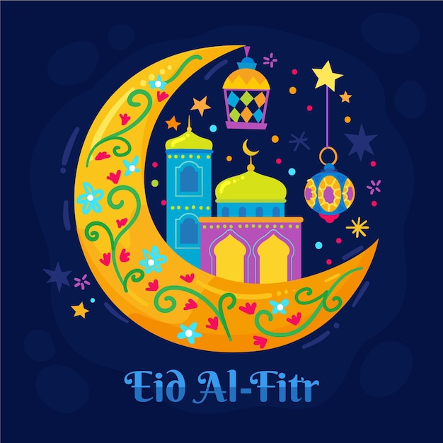 Hand drawn eid al-fitr illustration