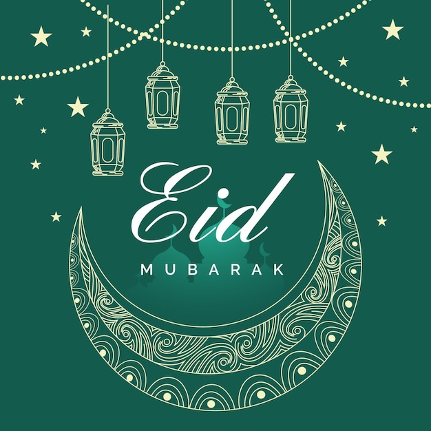 Vettore gratuito illustrazione disegnata a mano di eid al-fitr