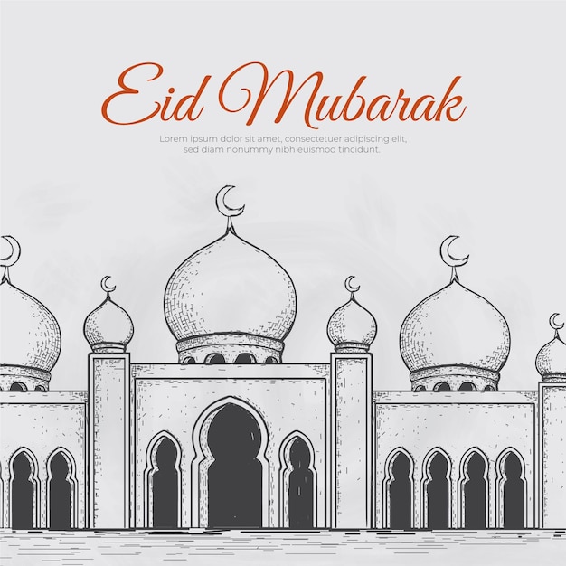 Hand drawn eid al-fitr illustration