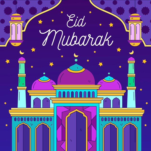 Hand drawn eid al-fitr illustration