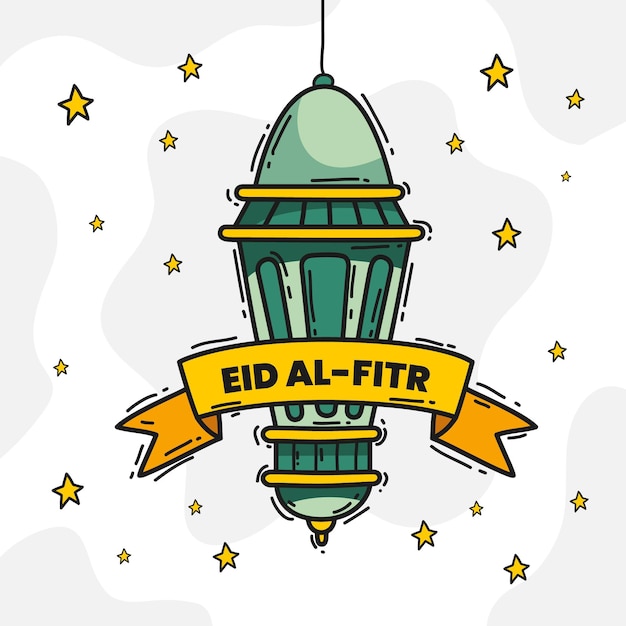 Vettore gratuito illustrazione disegnata a mano di eid al-fitr