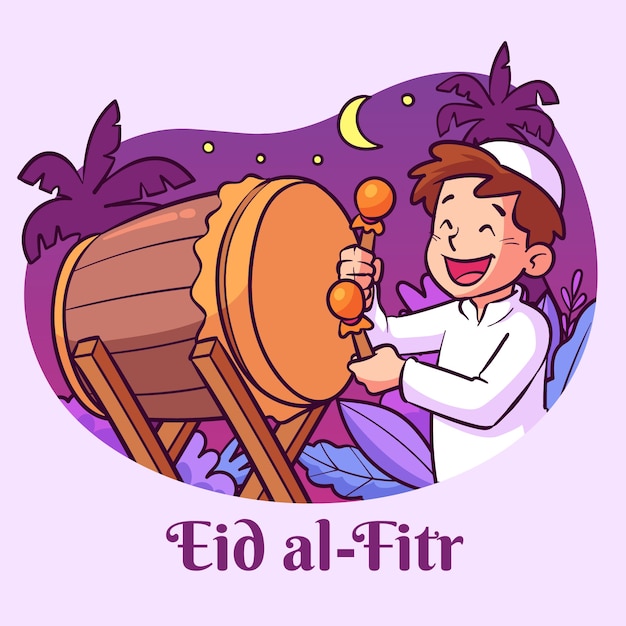 Vettore gratuito illustrazione disegnata a mano di eid al-fitr