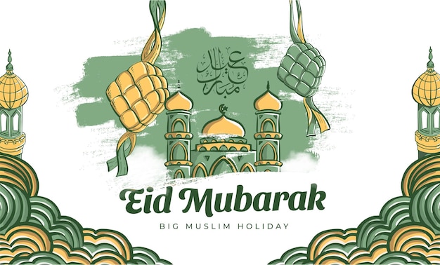 Free vector hand drawn eid alfitr illustration background