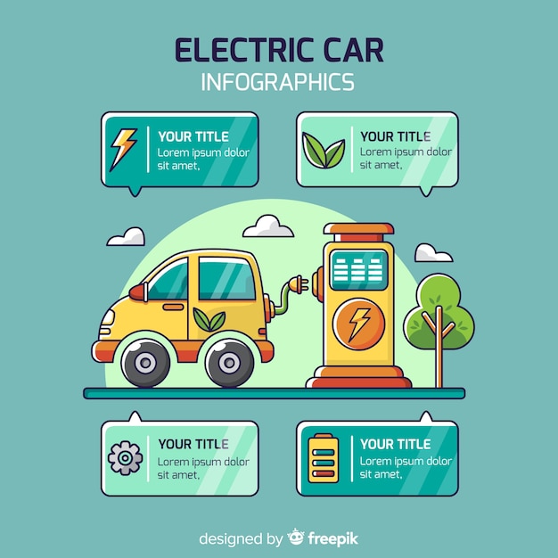 Free vector hand drawn electric car infographic