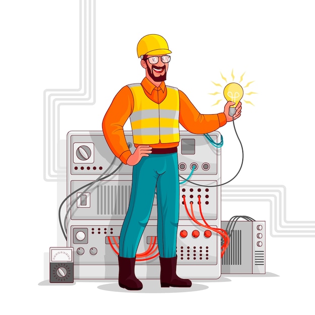 Free vector hand drawn electrician cartoon illustration