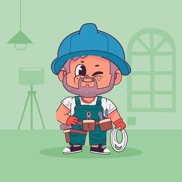 Free vector hand drawn electrician cartoon illustration