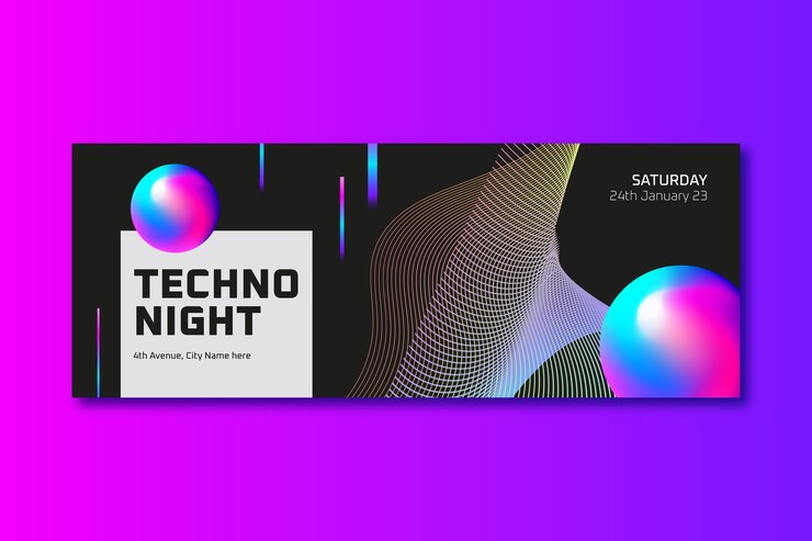 Free Vector hand drawn electronic music facebook cover
