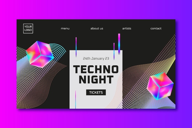 Free vector hand drawn electronic music landing page