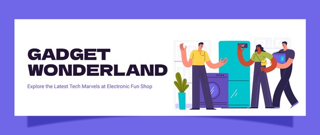 Hand drawn electronics store twitter header