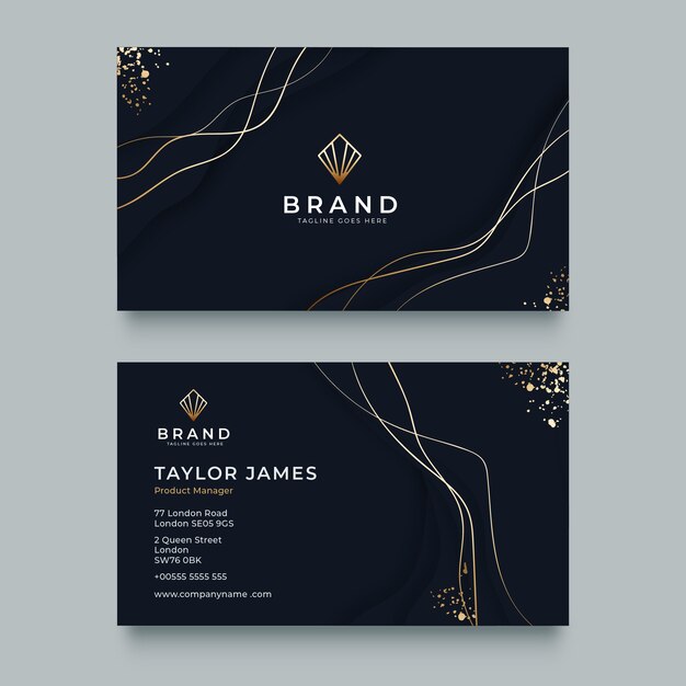 Hand drawn elegant double-sided horizontal business card template