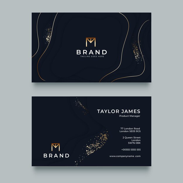 Hand drawn elegant double-sided horizontal business card template