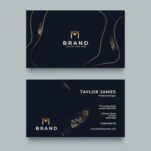 Hand drawn elegant double-sided horizontal business card template