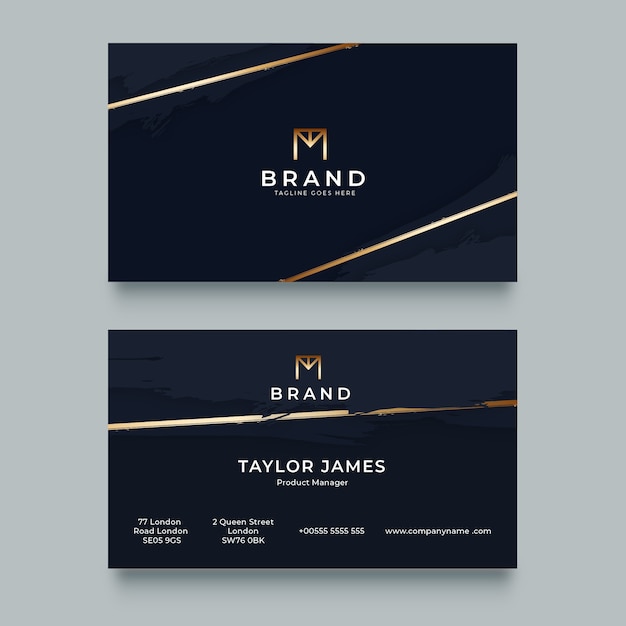 Hand drawn elegant double-sided horizontal business card template