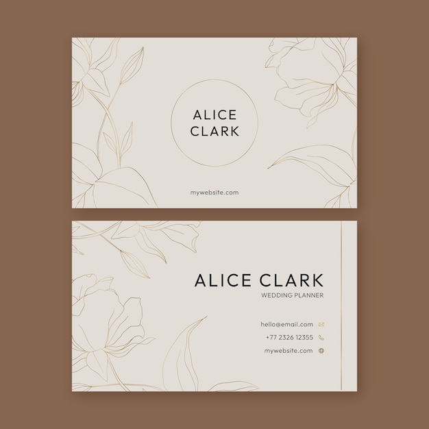 Free vector hand drawn elegant double-sided horizontal business card template