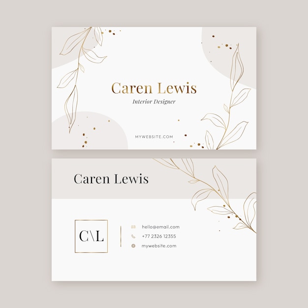 Hand drawn elegant double-sided horizontal business card template