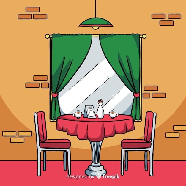 Бесплатное векторное изображение Рисованный элегантный ресторан