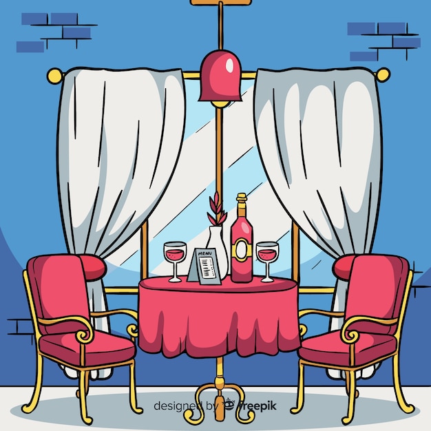 Free vector hand drawn elegant restaurant