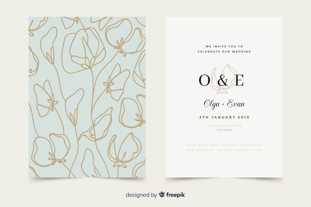 Free vector hand drawn elegant wedding invitation template