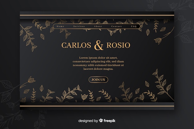 Hand drawn elegant wedding landing page template