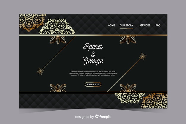 Hand drawn elegant wedding landing page template