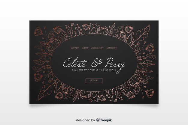 Hand drawn elegant wedding landing page template