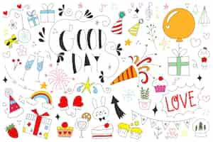 Free vector hand-drawn elements of celebration isolated.