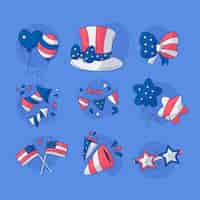 Free vector hand drawn elements collection for american 4th of july celebration