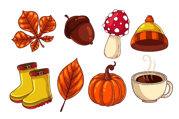 Free vector hand drawn elements collection for autumn celebration