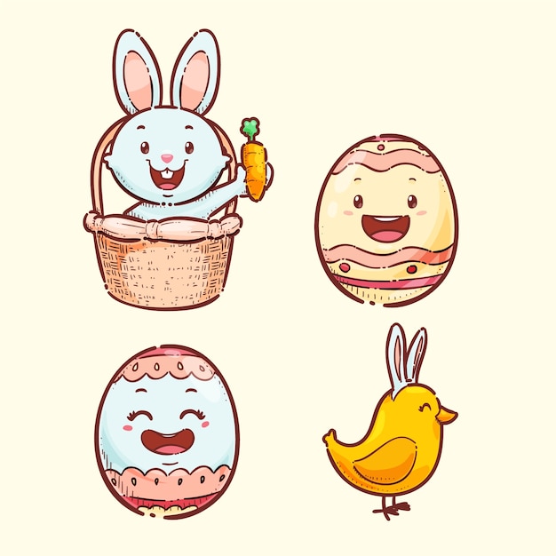 Free vector hand drawn elements collection for easter celebration