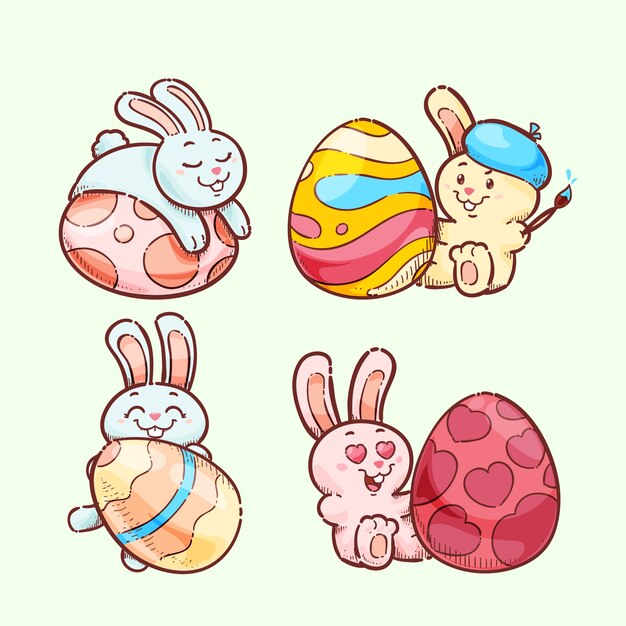 Hand drawn elements collection for easter celebration