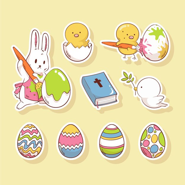 Free vector hand drawn elements collection for easter celebration