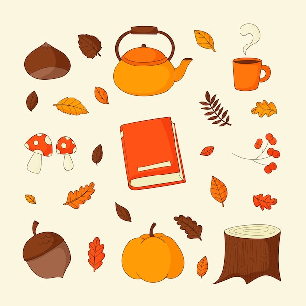 Free vector hand drawn elements collection for fall season