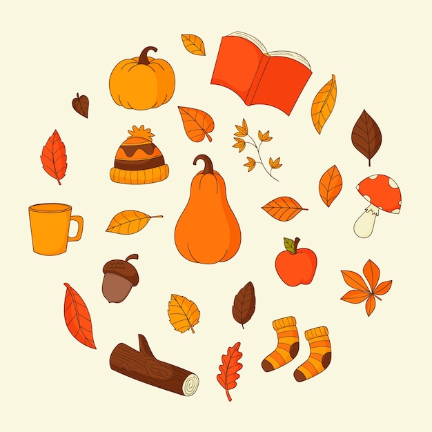 Free vector hand drawn elements collection for fall season