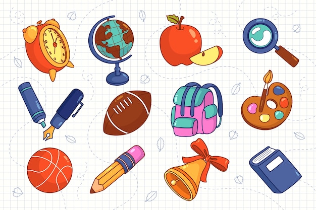 Free Vector hand drawn elements collection for knowledge day celebration